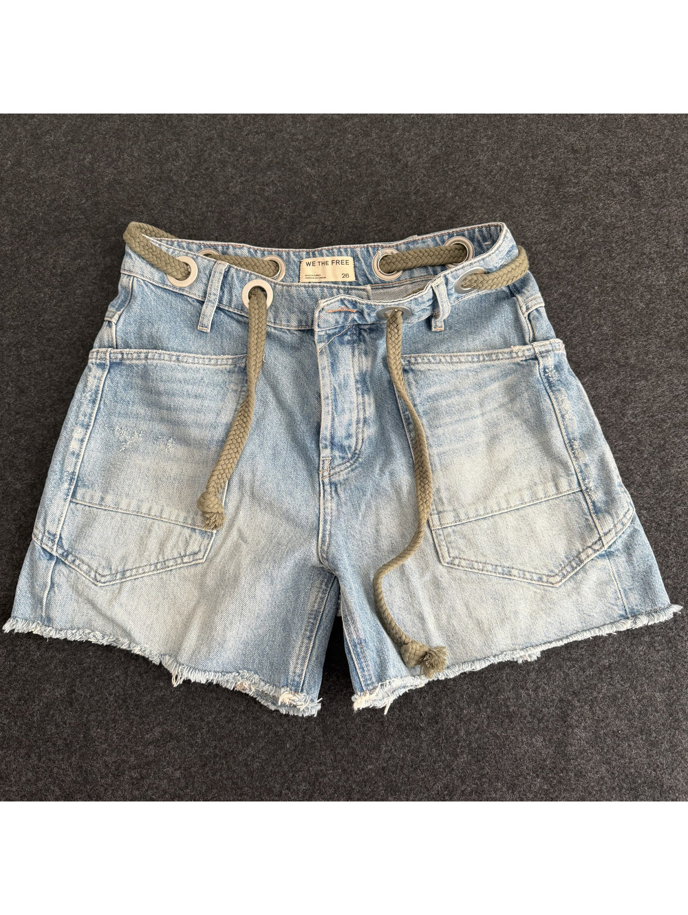 Free People We The Free Boho Rope Grommet Denim Cutoff Shorts 26
